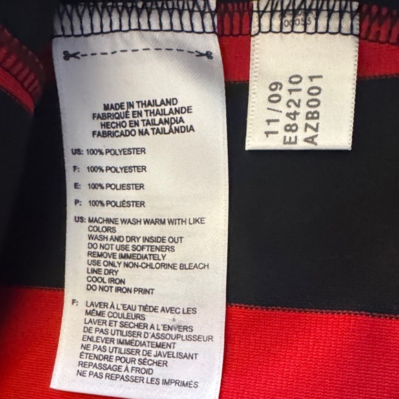 AC Milan Adidas Black and Red Striped Soccer Jersey - 2009 / 2010 - Picture 8 of 10